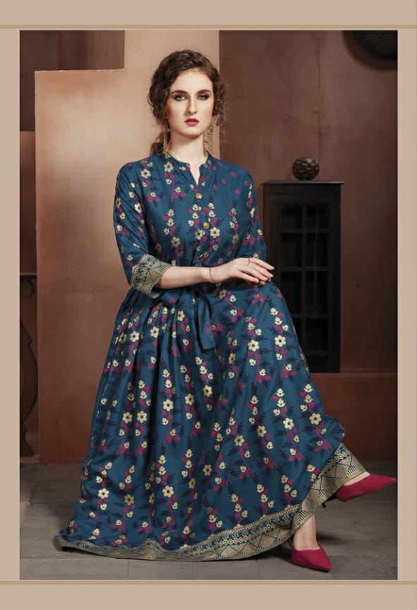 Kanasu Elegance 2 Heavy Rayon Gold Printed Designer Stylish Kurti Collection